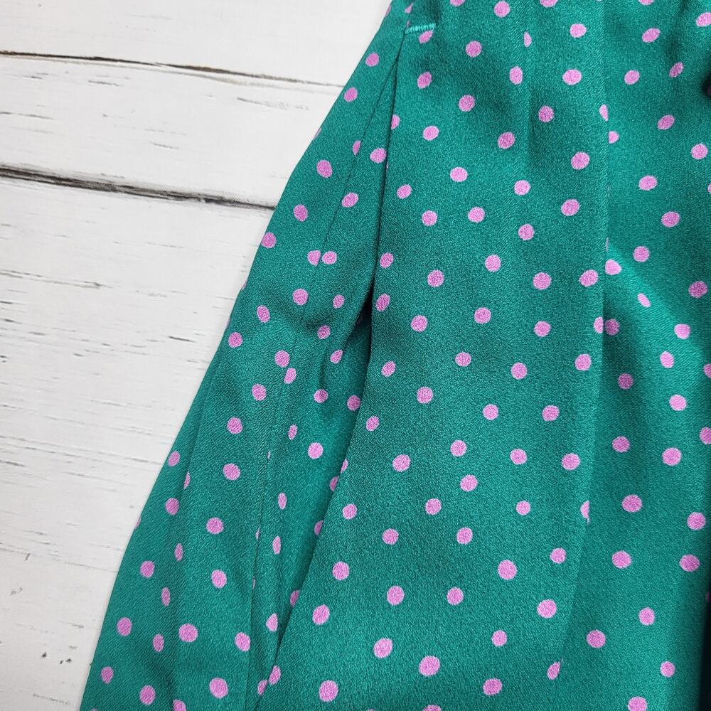 Kate Spade Poolside Dot Jumpsuit Emerald Green Pink Wide Leg Crop Belt Small 4 - Picture 8 of 11